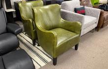 Reed Leather Chair in Green Leather by Lee Industries