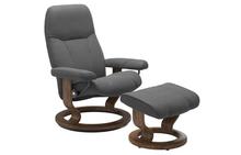 FLOOR MODEL - Consul Large Stressless Chair and Ottoman in Batick Grey