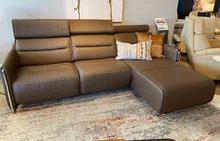 Emily Stressless Power Chaise Sectional in Paloma Chestnut