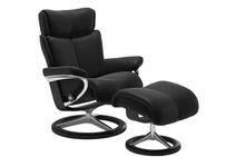 FLOOR MODEL - Magic Stressless Chair and Ottoman Signature Base in Paloma Black