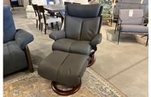 FLOOR MODEL - Magic Stressless Large Chair and Ottoman in Paloma Metal Grey