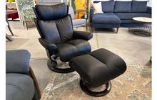 FLOOR MODEL - Magic Medium Stressless Chair and Ottoman in Paloma Black