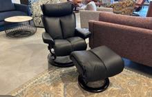 FLOOR MODEL - Magic Small Stressless Chair and Ottoman in Paloma Black