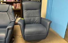 Mike Medium Stressless Power Recliner in Paloma Oxford Blue