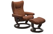 FLOOR MODEL - Wing Medium Stressless Chair and Ottoman in Paloma New Cognac