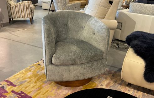 Roxy Swivel Chair in Blue Grey Velvet by Thayer Coggin